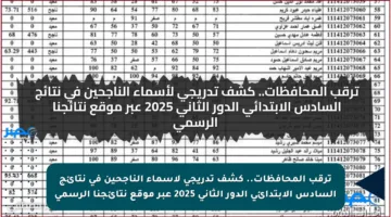 ترقب المحافظات.. كشف تدريجي لأسماء الناجحين في نتائج السادس الابتدائي الدور الثاني 2025 عبر موقع نتائجنا الرسمي